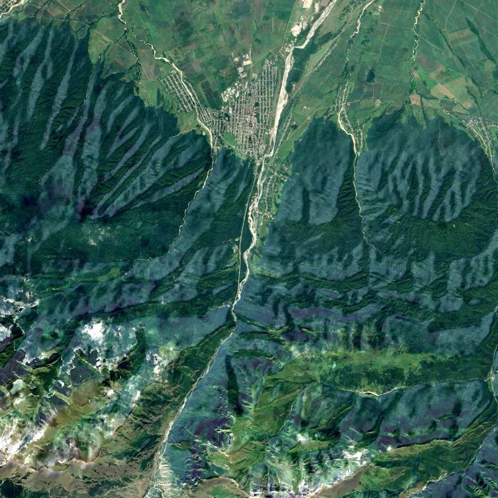 Alagir Gorge seen from above (Sentinel-2)