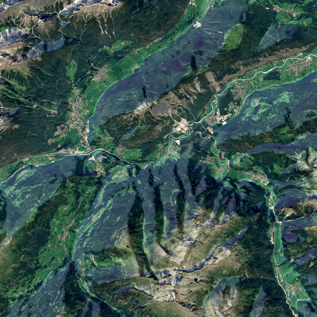 Arzler Pitzeklamm seen from above (Sentinel-2)
