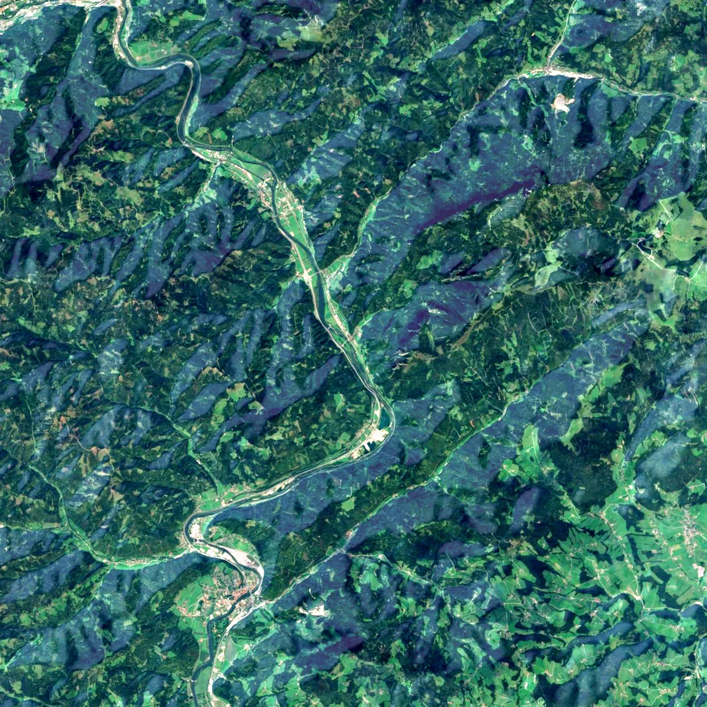 Bärenschützklamm seen from above (Sentinel-2)