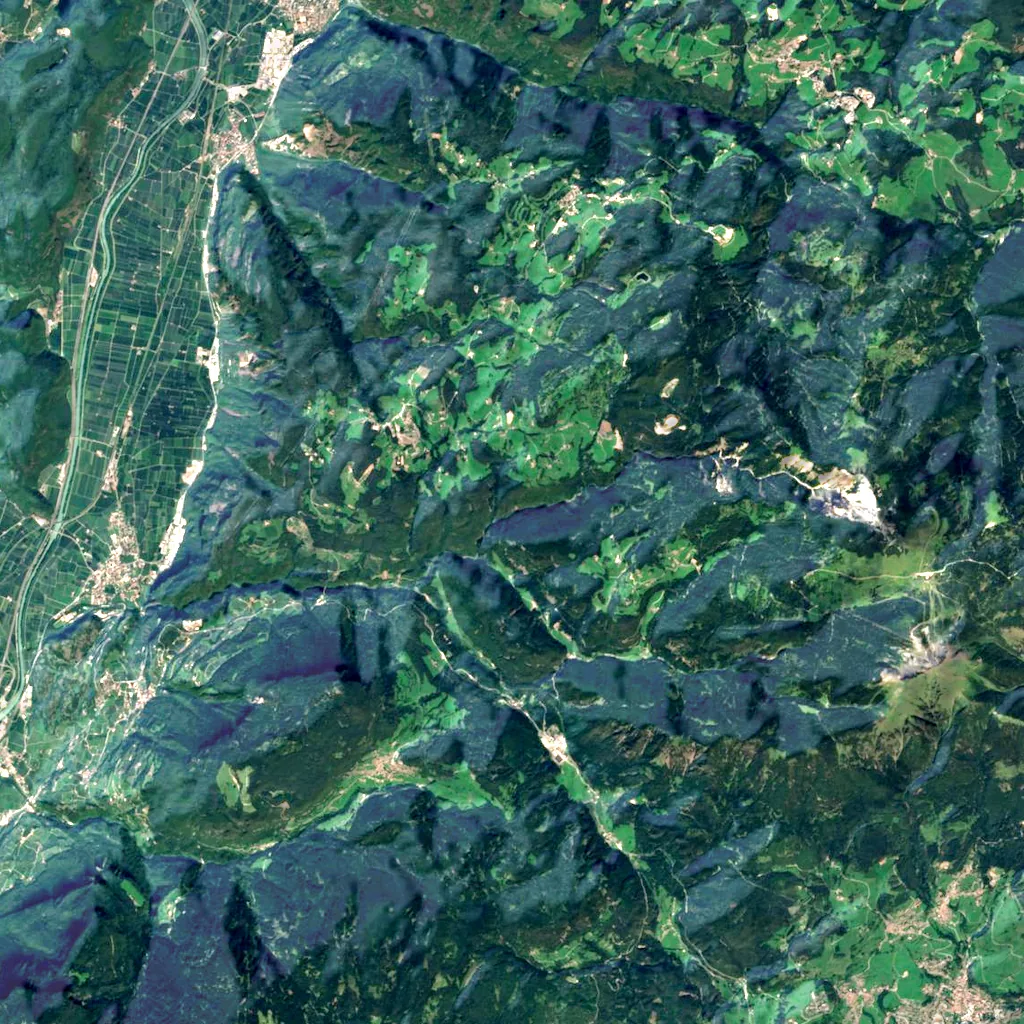 Bletterbach gorge seen from above (Sentinel-2)