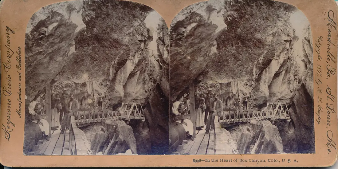 In the Heart of Box Canyon, Colorado (stereogram)