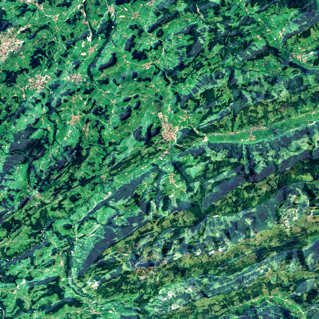 Buchenegg Waterfalls seen from above (Sentinel-2)