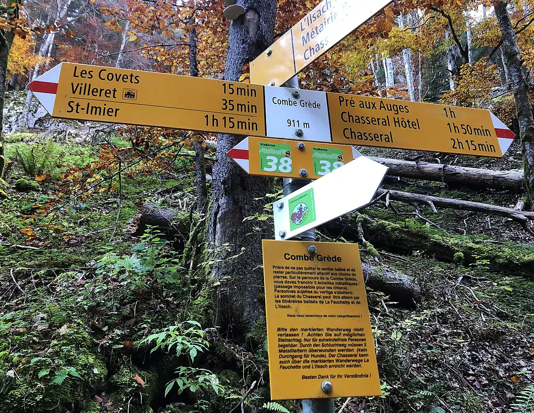 Panneaux indicateurs Combe Grède 911 m