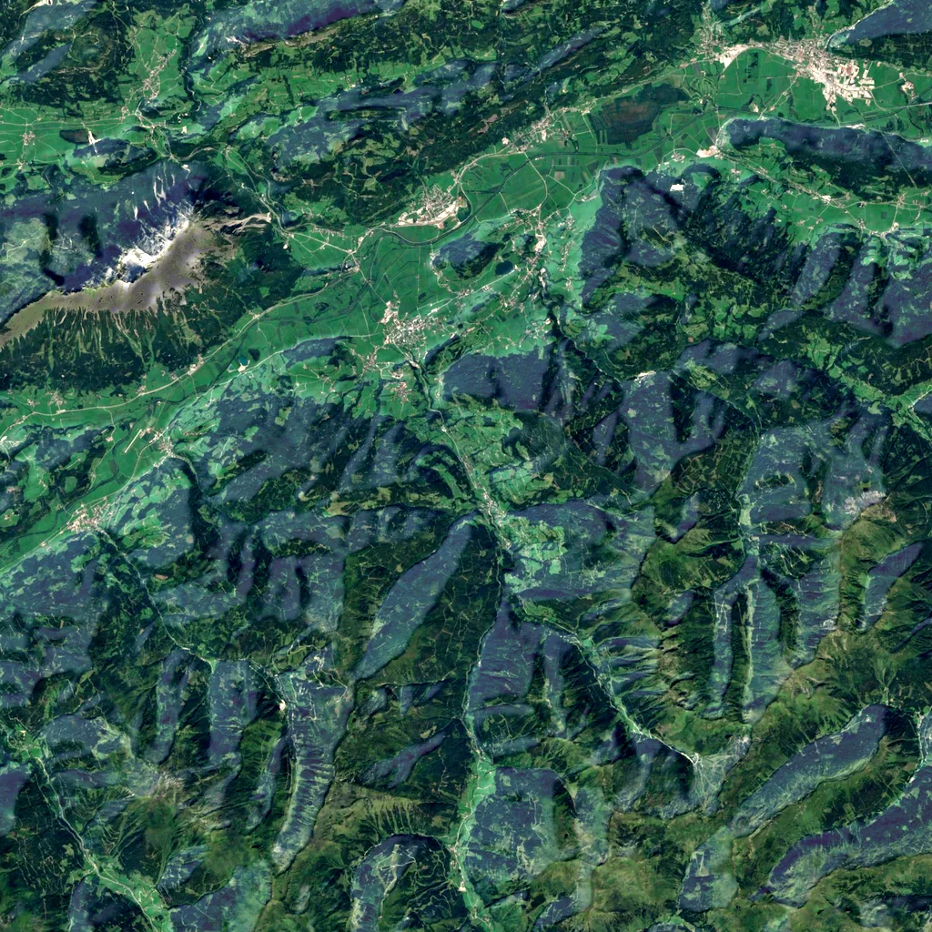 Donnersbachklamm seen from above (Sentinel-2)