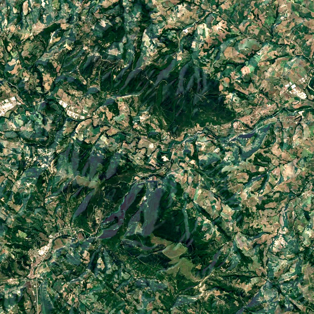 Furlo Pass seen from above (Sentinel-2)