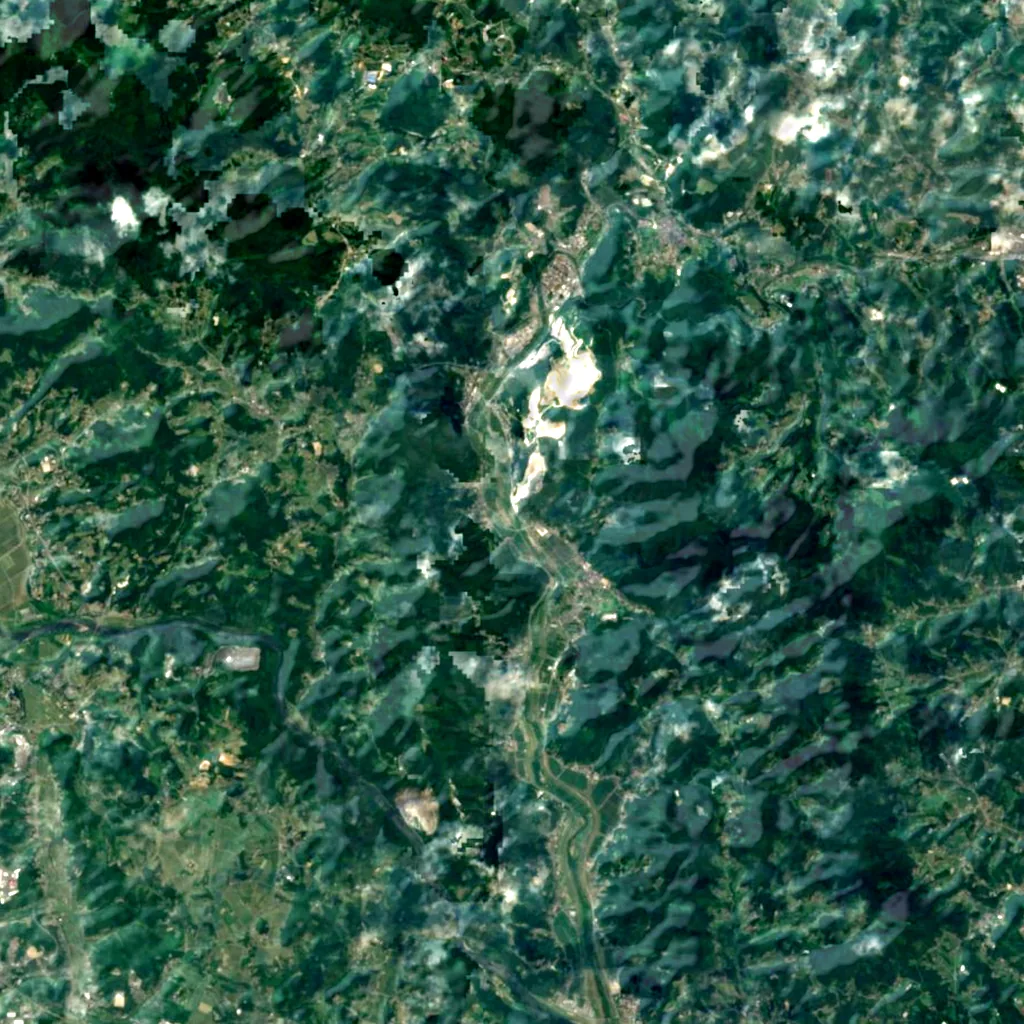 Geibikei seen from above (Sentinel-2)