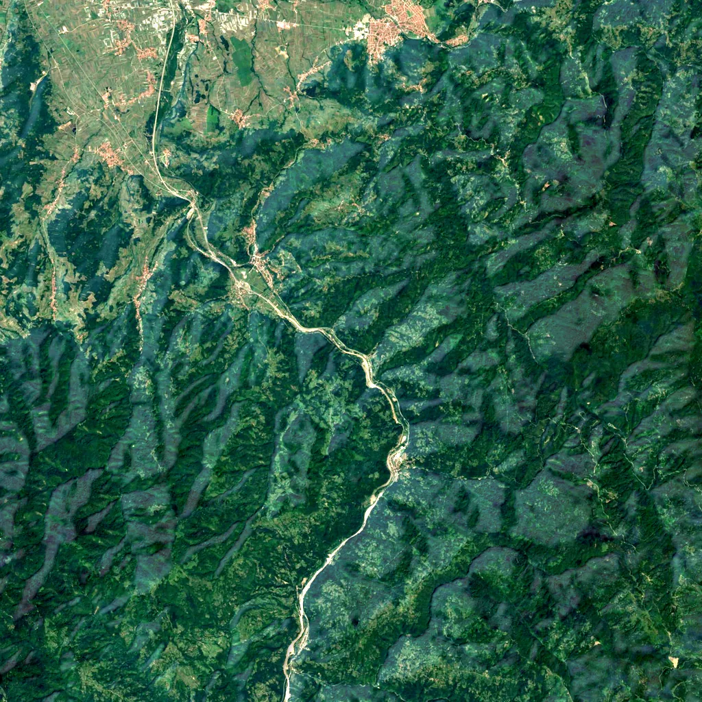 Grdelička klisura seen from above (Sentinel-2)