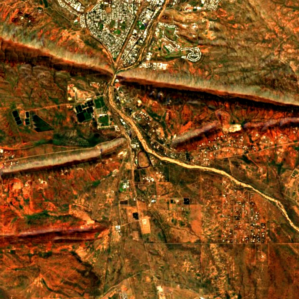 Heavitree Gap seen from above (Sentinel-2)