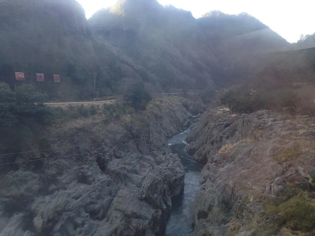 Hisuikyo Valley from Express "Hida" of Takayama Main Line 20150124-2