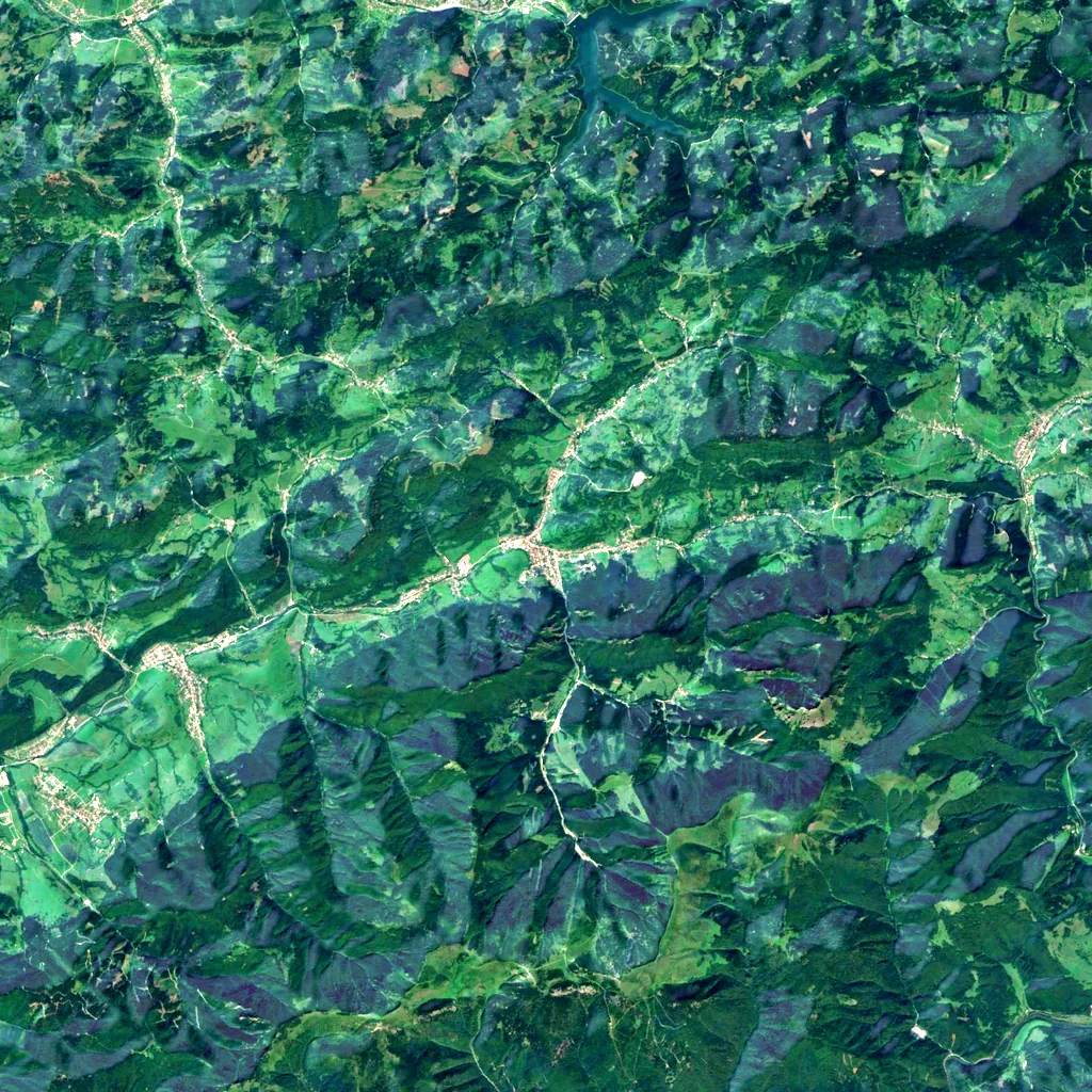 Jánošíkove diery seen from above (Sentinel-2)