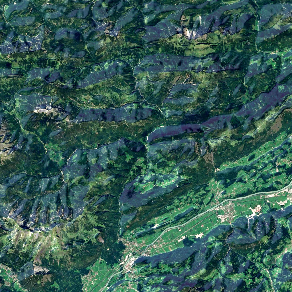 Kaiserklamm seen from above (Sentinel-2)