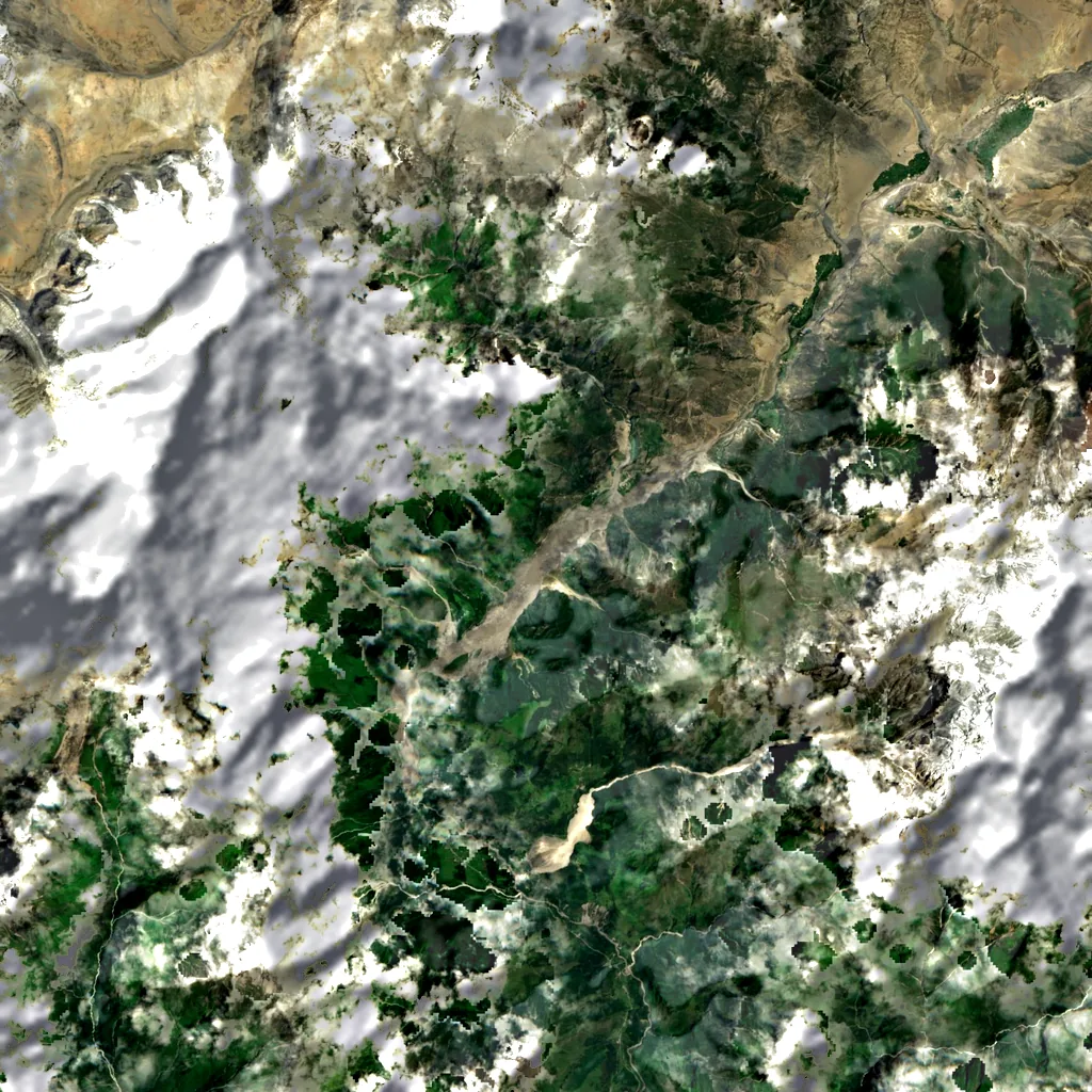 Kali Gandaki Gorge seen from above (Sentinel-2)