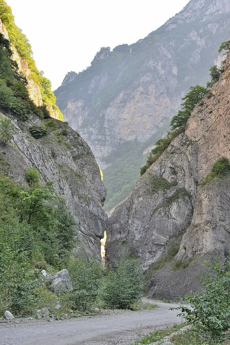 Karmadon. Narrowing of the walls of the Karmadon gorge-the neck