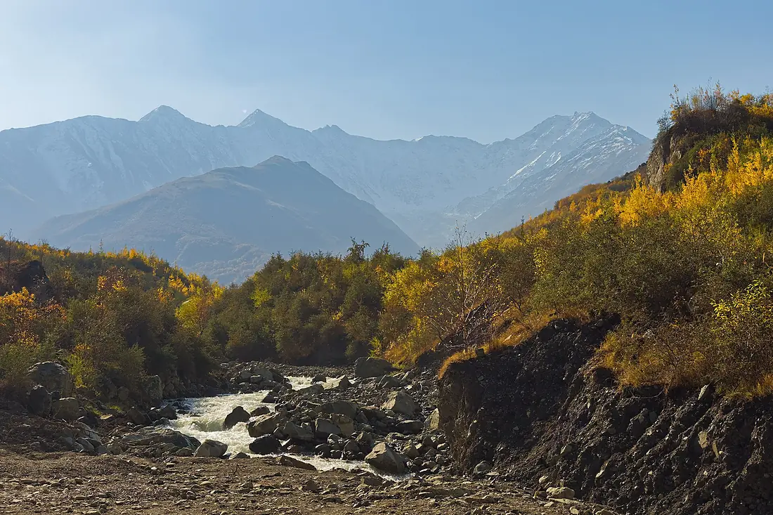 North Ossetia–Alania. Karmadon Gorge. Genaldon River PA160408 2575
