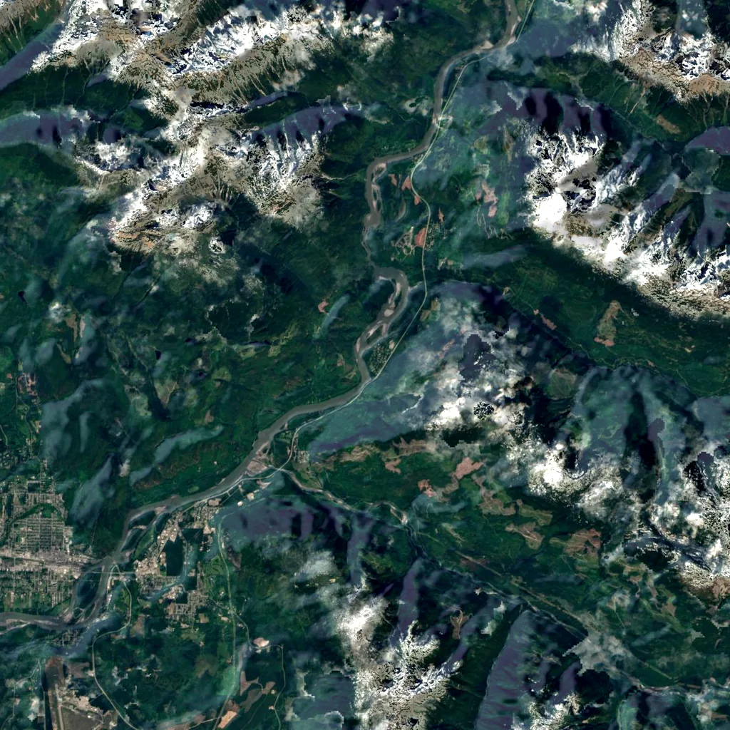 Kitselas Canyon seen from above (Sentinel-2)