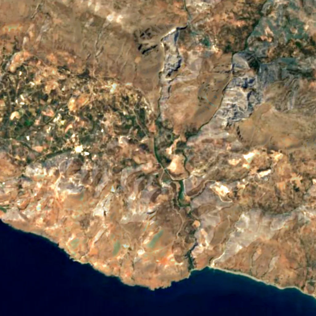 Kourtaliotiko Gorge seen from above (Sentinel-2)