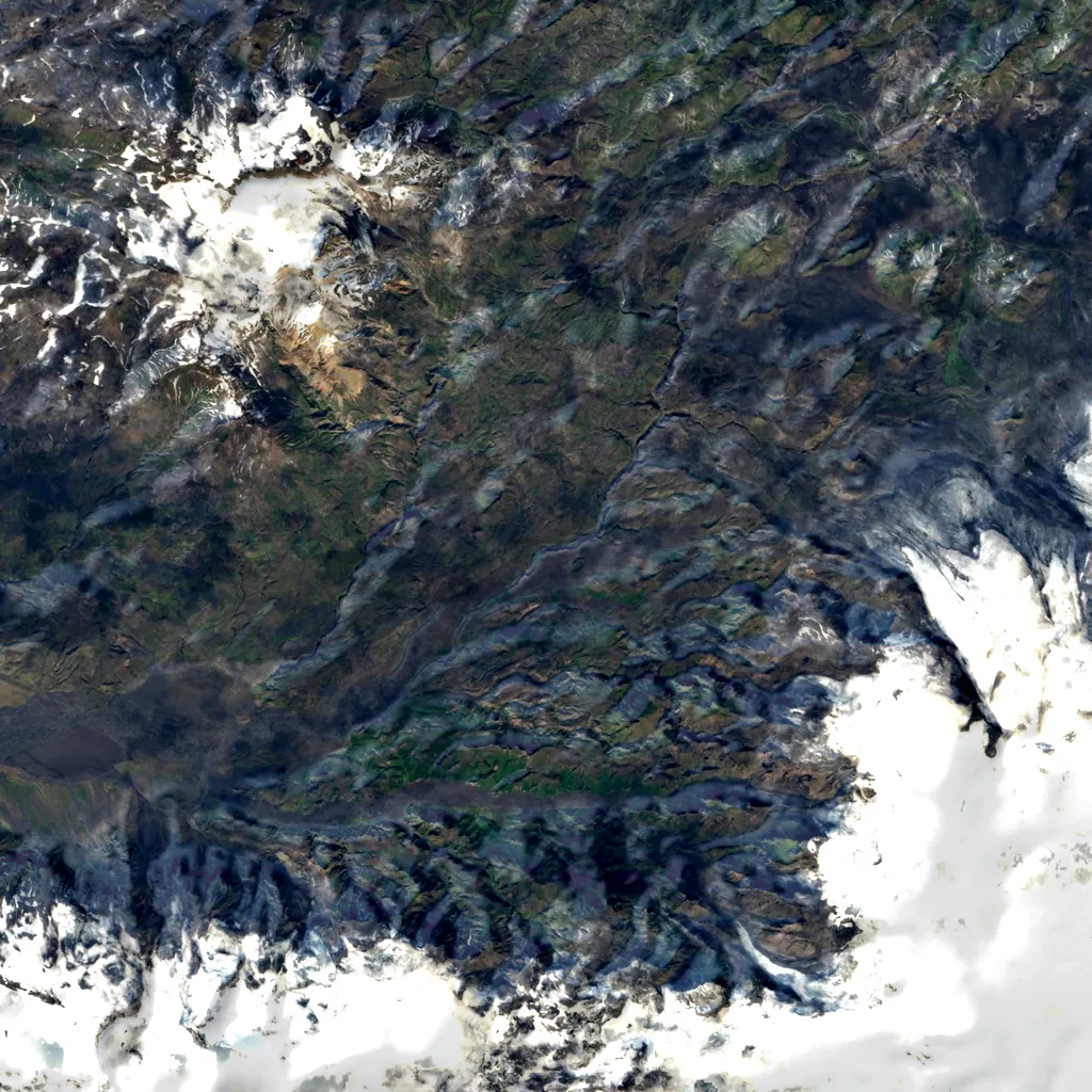 Markarfljótsgljúfur seen from above (Sentinel-2)