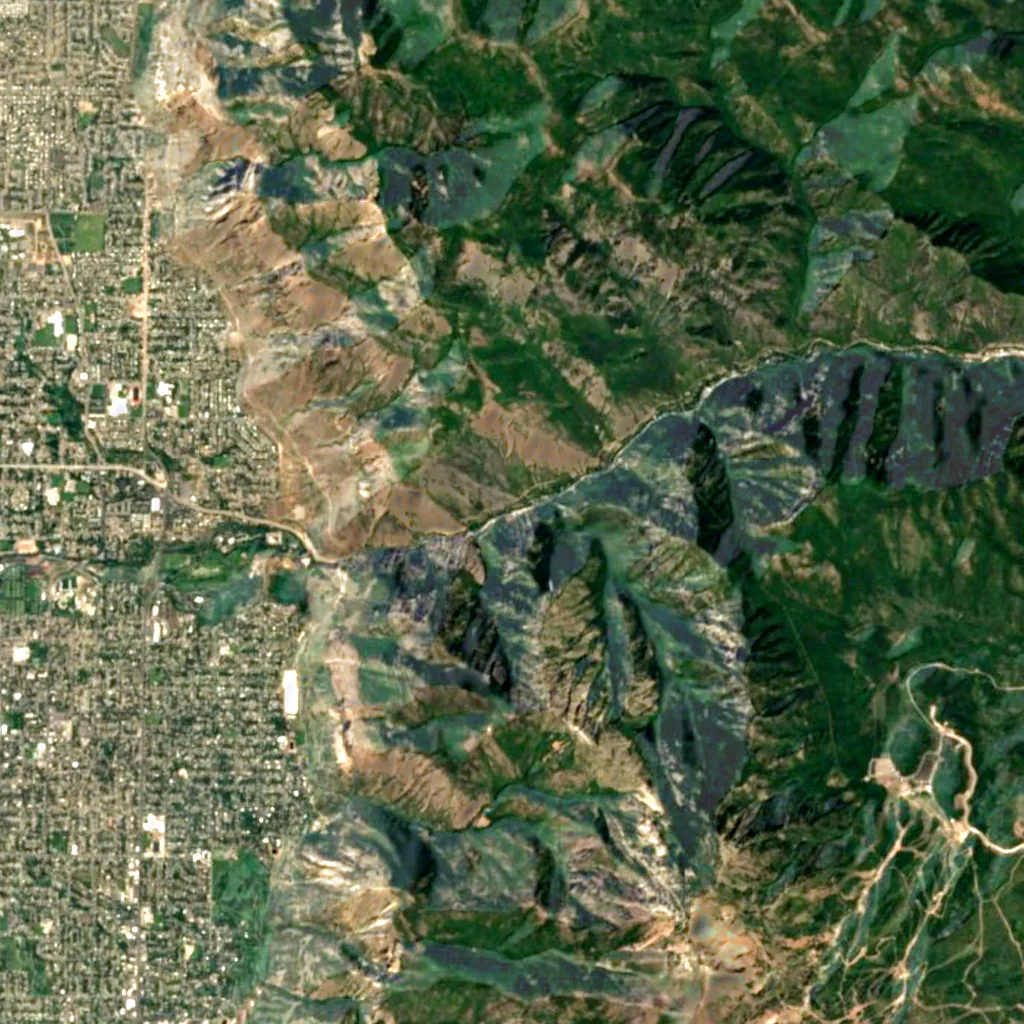 Ogden Canyon seen from above (Sentinel-2)