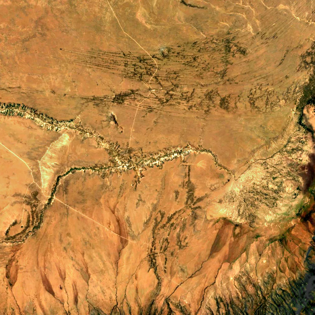 Olduvai Gorge seen from above (Sentinel-2)