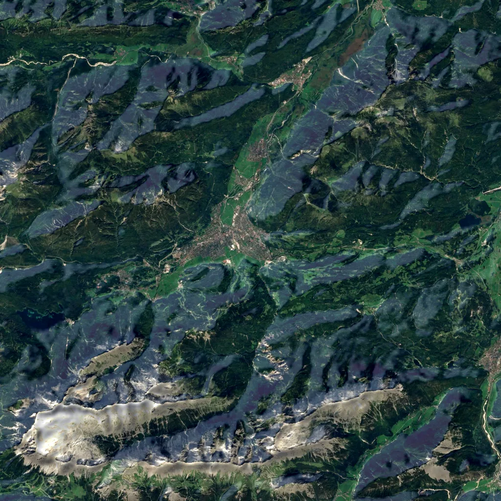 Partnach Gorge seen from above (Sentinel-2)