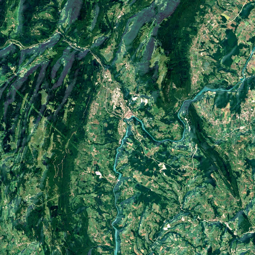 Pertes de la Valserine seen from above (Sentinel-2)