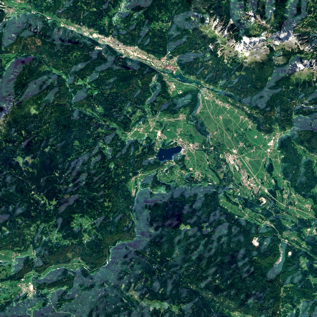 Pokljuka Gorge seen from above (Sentinel-2)