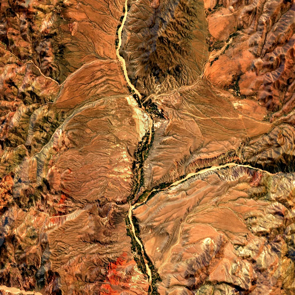 Quebrada de Humahuaca seen from above (Sentinel-2)