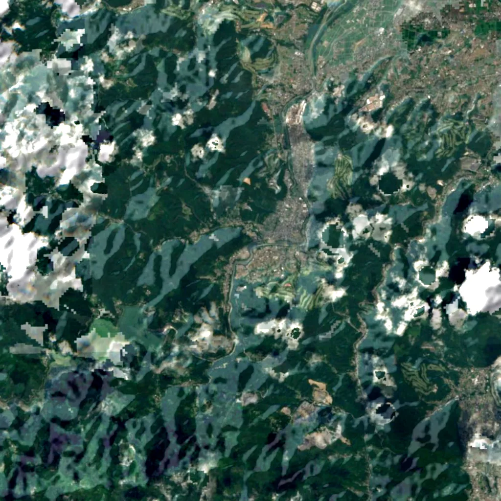 Sanbaseki Gorge seen from above (Sentinel-2)