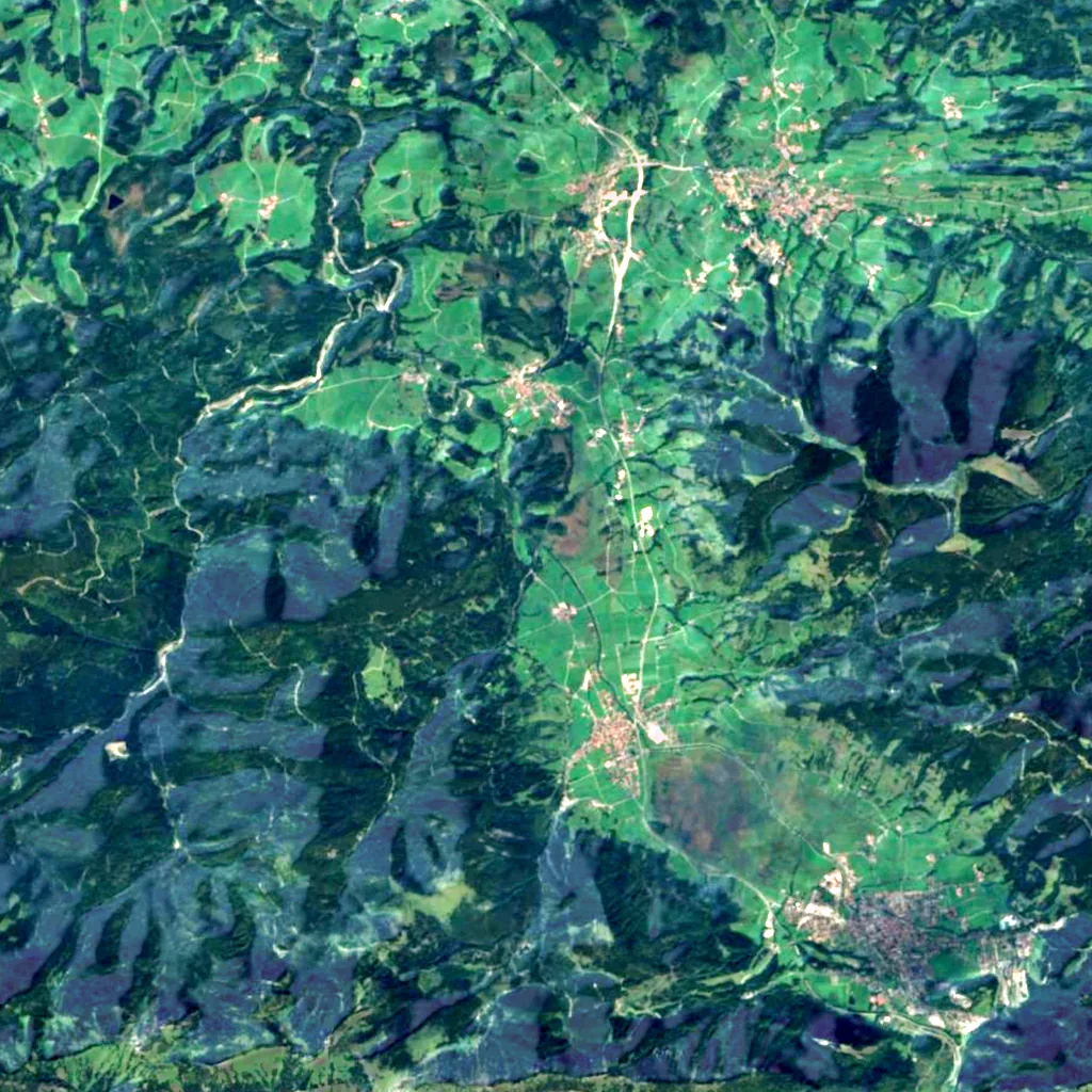 Schleifmühlklamm seen from above (Sentinel-2)