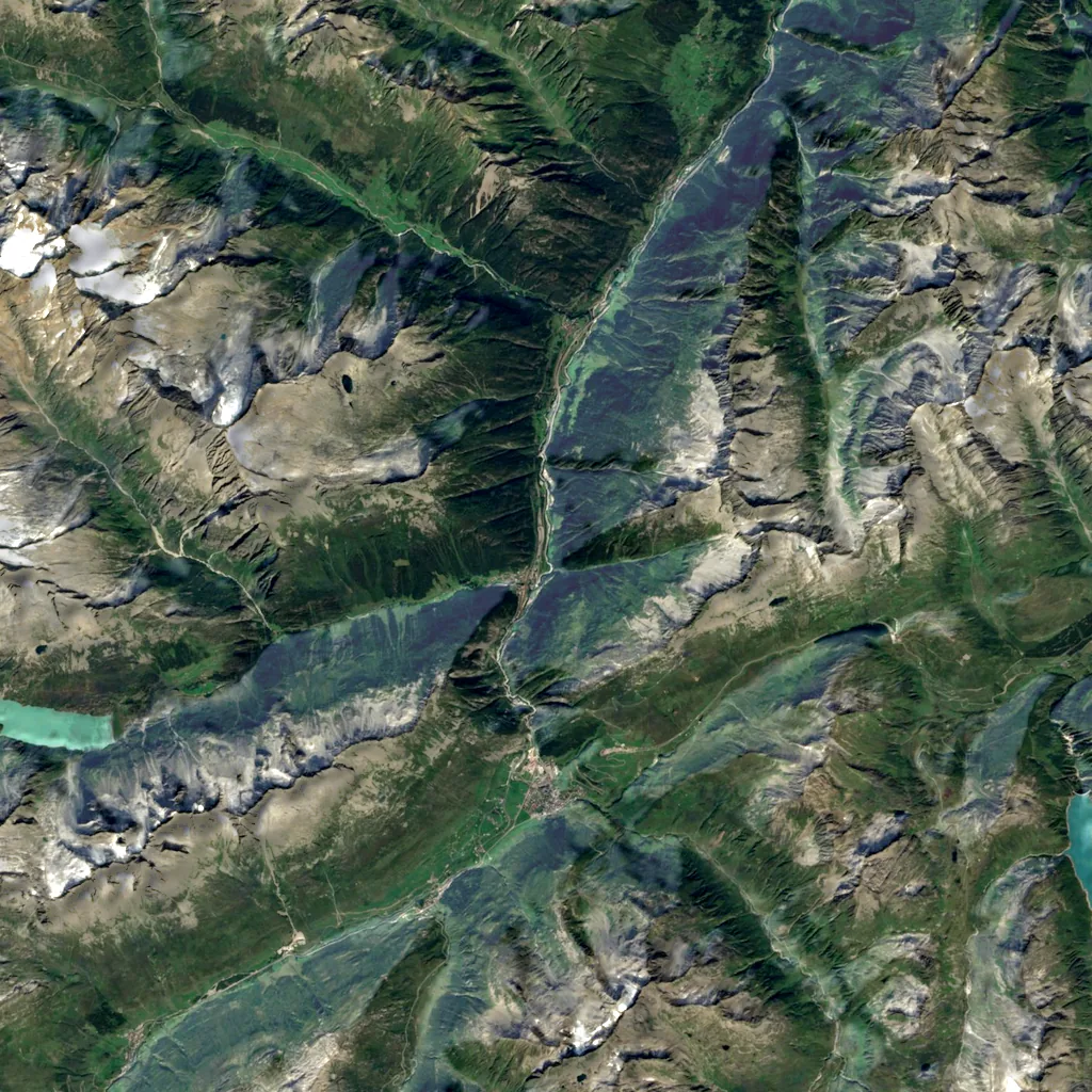 Schöllenen Gorge seen from above (Sentinel-2)