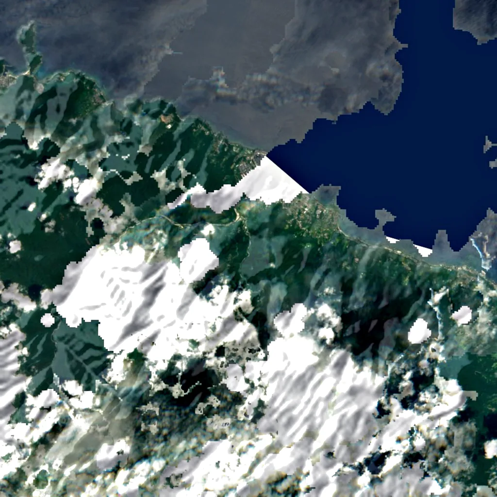 Shiratani Unsui Gorge seen from above (Sentinel-2)