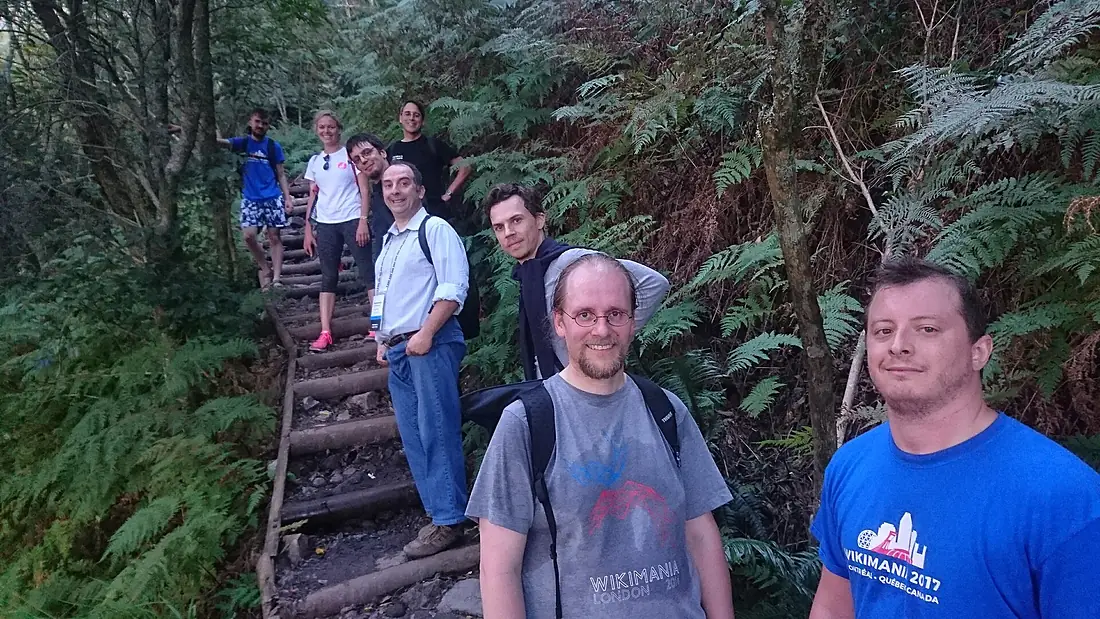 Wikimania 2018 22 Hiking party going up Skeleton Gorge, Table Mountain after Wikimania