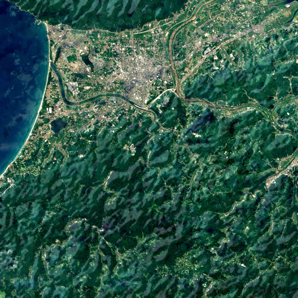 Tachikue Gorge seen from above (Sentinel-2)