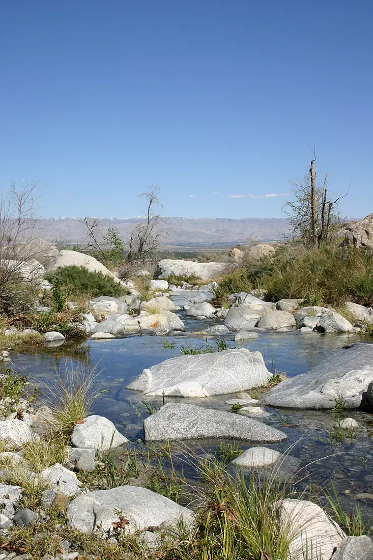 Looking out Tahquitz Canyon toward Palm Springs