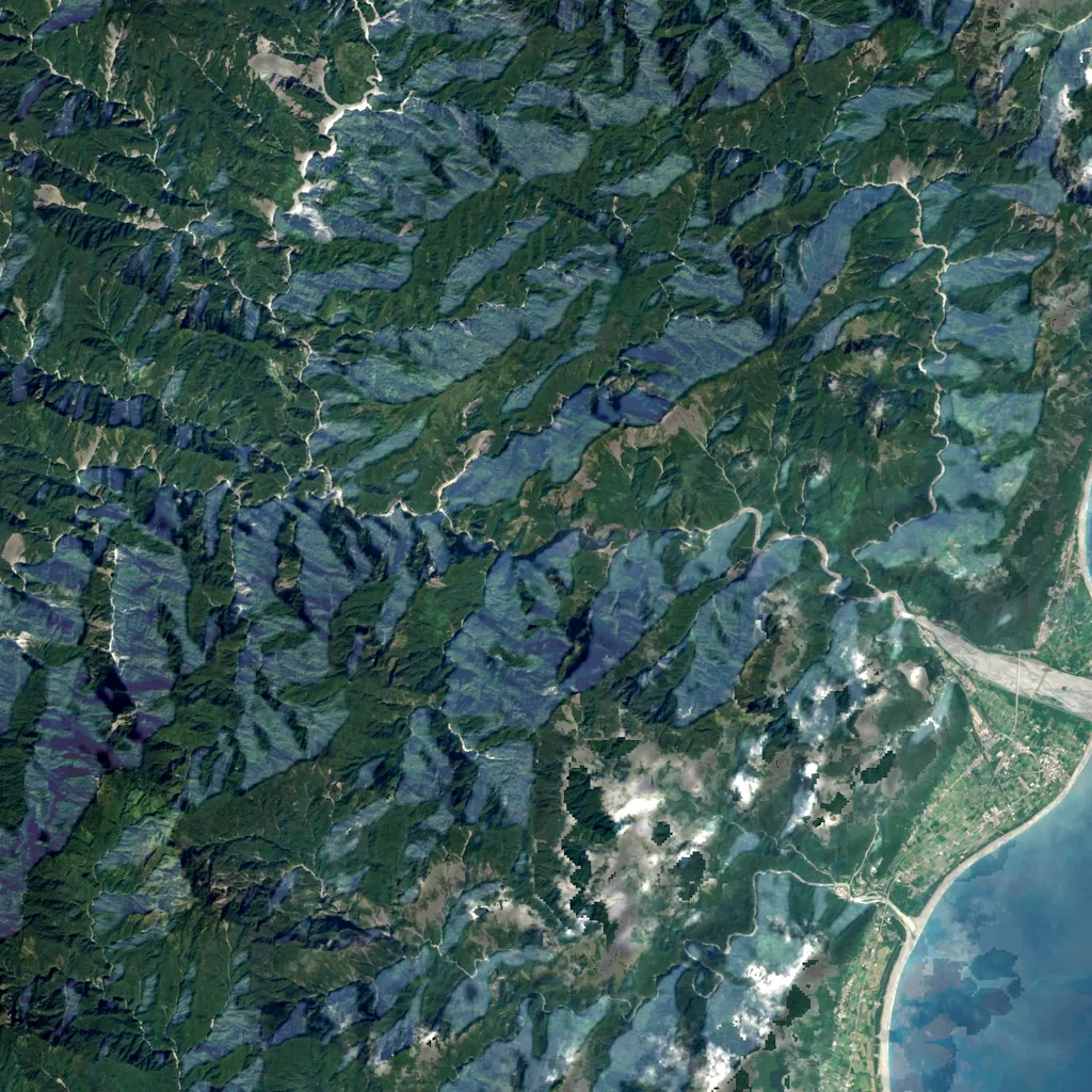 Taroko Gorge seen from above (Sentinel-2)