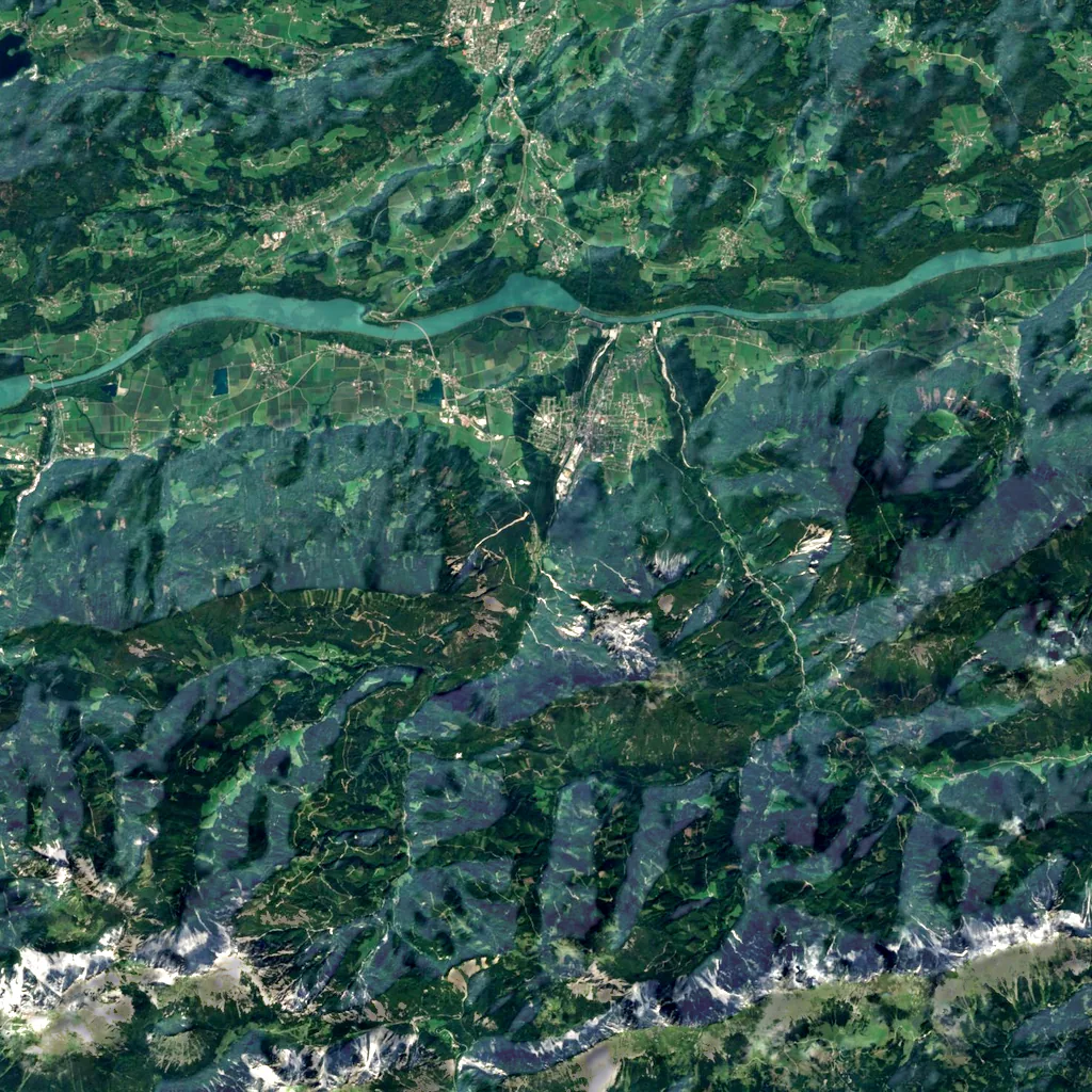 Tscheppaschlucht seen from above (Sentinel-2)