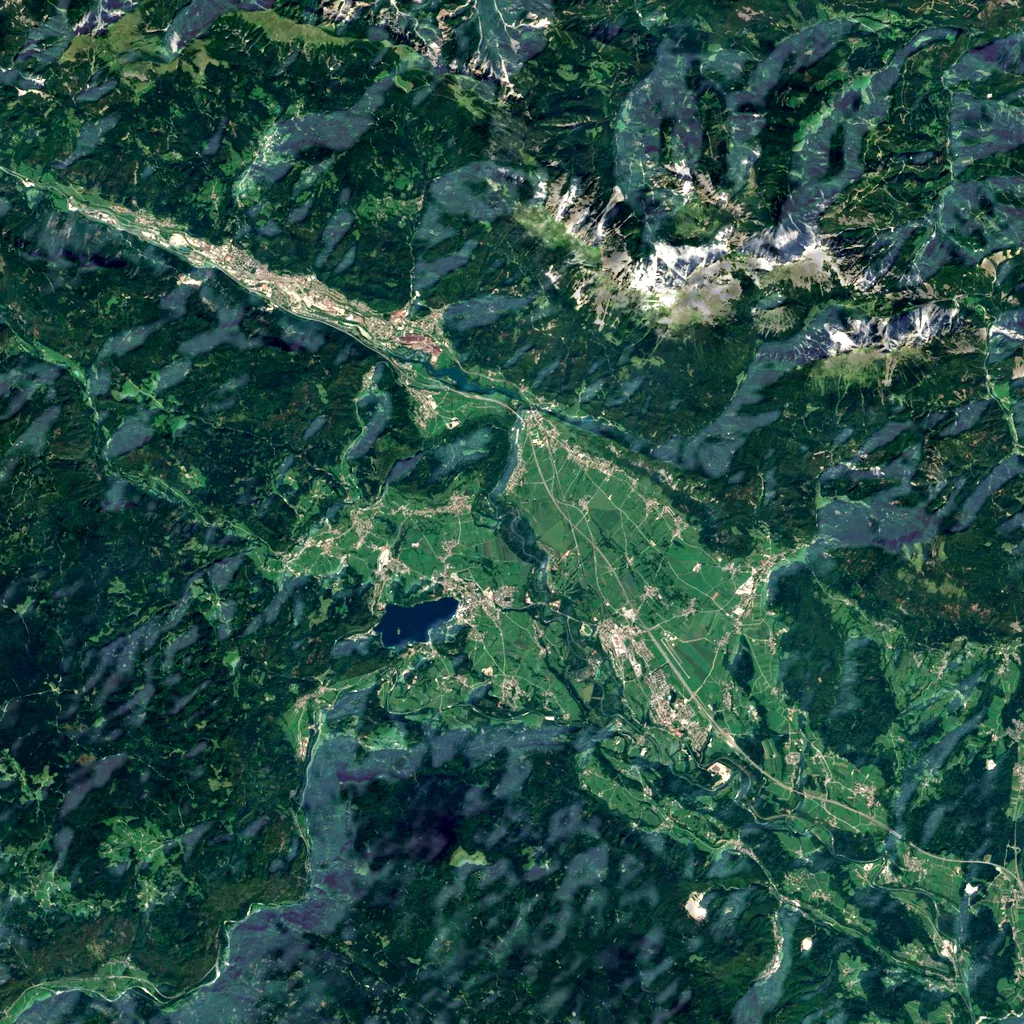 Vintgar Gorge seen from above (Sentinel-2)